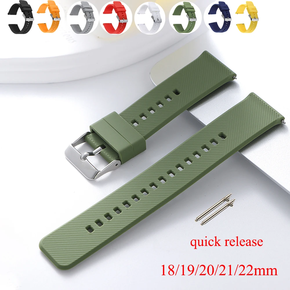 Versatile Silicone Quick Release Watch Strap - Soft Rubber Bracelet, 18-20mm