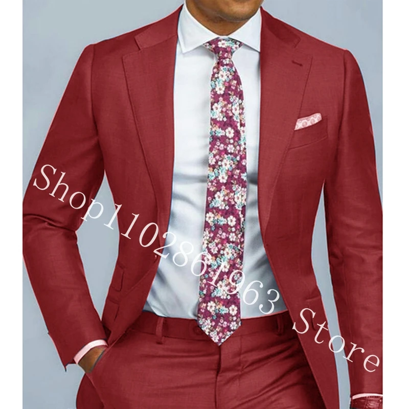 Black 2 Pieces Men Suits Blazer Pants Slim Fit Business Male Suits Bridegroom Groomsmen Wedding Tuxedos Groom Wear Costume Homme