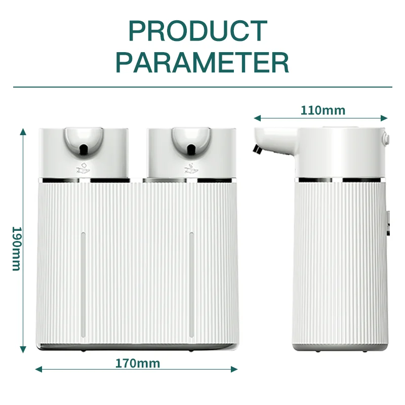Distributeur de gel hydroalcoolique automatique 800ml installé dans un bureau, mur clair en arrière-plan, usage pratique sans contact