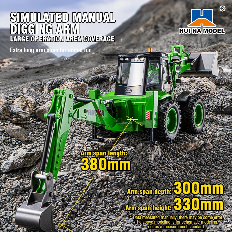 Hiuna 1:14 Remote Control Excavator Loader Two-Way Forklift Sound and Light Simulation Engineering Car Model Toy Children's Gift 3
