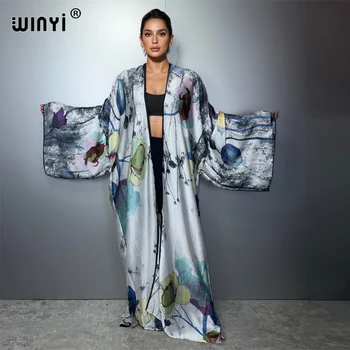 WINYI Women's Boho Kimono Summer Cardigan Africa Beach Cover-Ups Retro Holiday Kaftans Casual Beach Outfits for Ladies 1