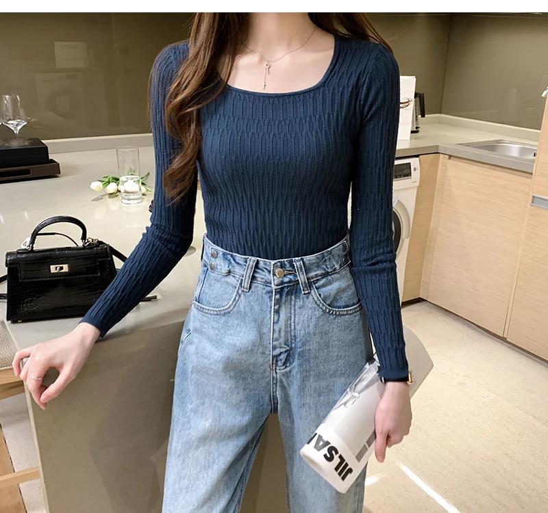 argyle sweater 2022 Casual O-Neck Sweater Autumn Winter Slim Sweater Women Solid Knit Ssweaters Pullovers Long Sleeve Soft Femme Jumper Top pullover sweater