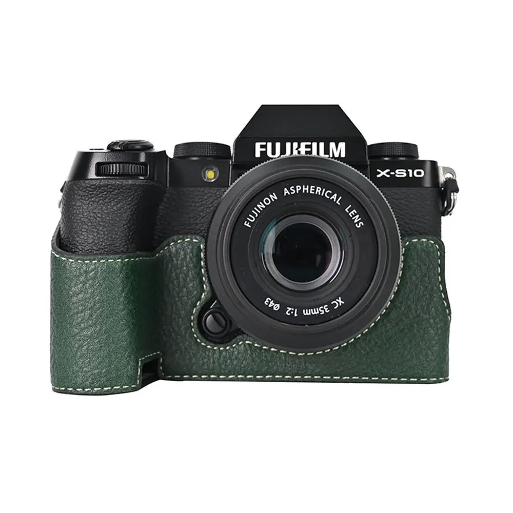 Litchi Skin PU Leather Half Case for Fujifilm Fuji XT50 XS10 XS20 XT30 XT30II XT20 XT10 XT5 XM5 Battery Opening Cover With Strap