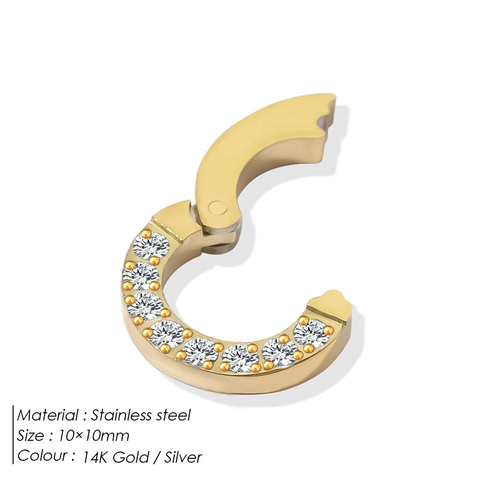 Edelstahl-Verschlüsse, Haken, herzförmige, runde Ausstanzungen, Verschluss mit Zirkonia-Einlage, DIY-Armband, Halskettenanhänger für die Schmuckherstellung, neu – Detail 2
