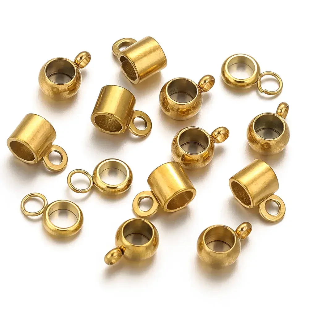 20pcs 스테인레스 스틸 큰 구멍 보석 비즈 펜던트 걸쇠 매달려 커넥터 가죽 로..