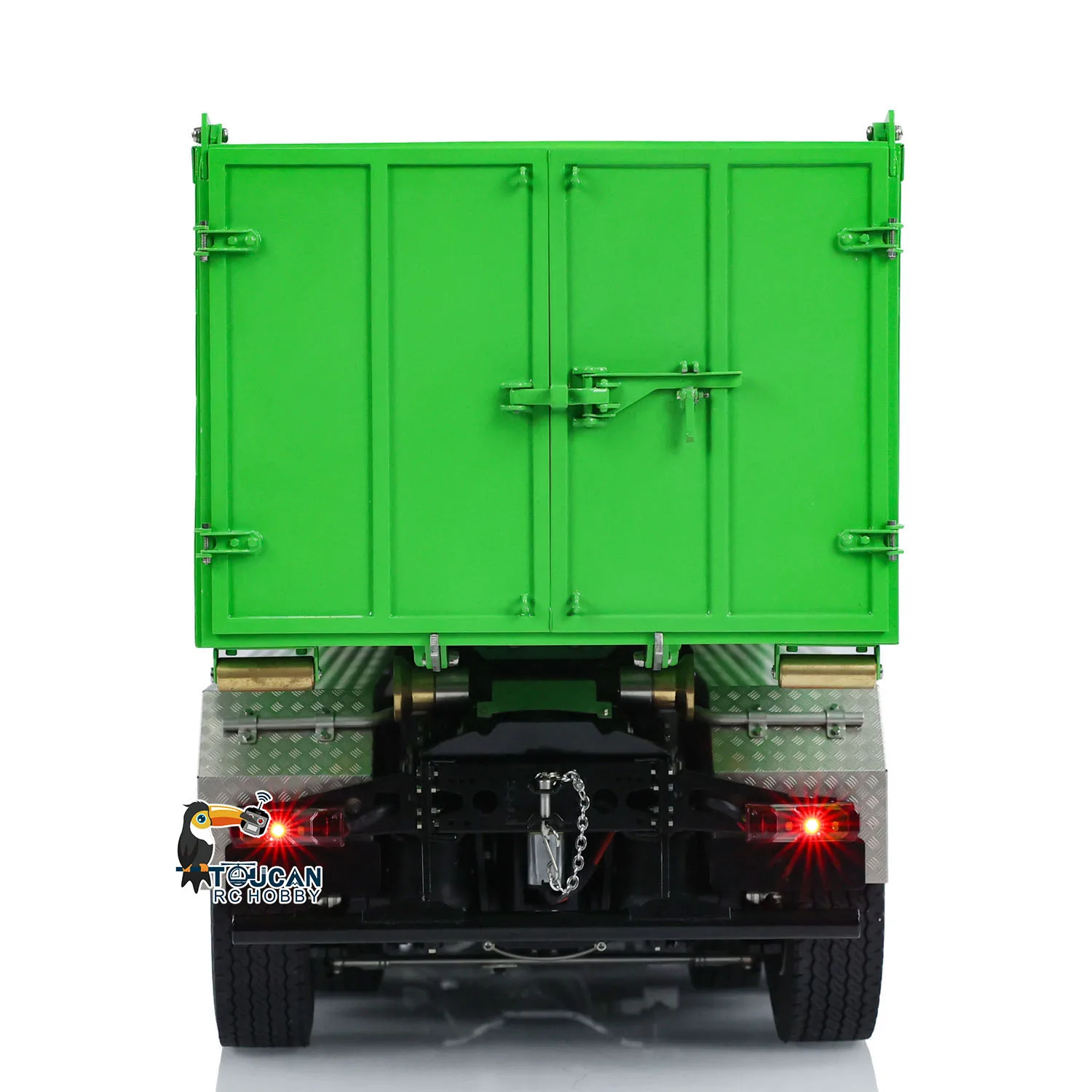 In Stock 8x8 1/14 Hydraulic RC Full Dump Truck Green Metal Roll Off Tipper Car Model Sound Light System Remote Control Toy Model 4