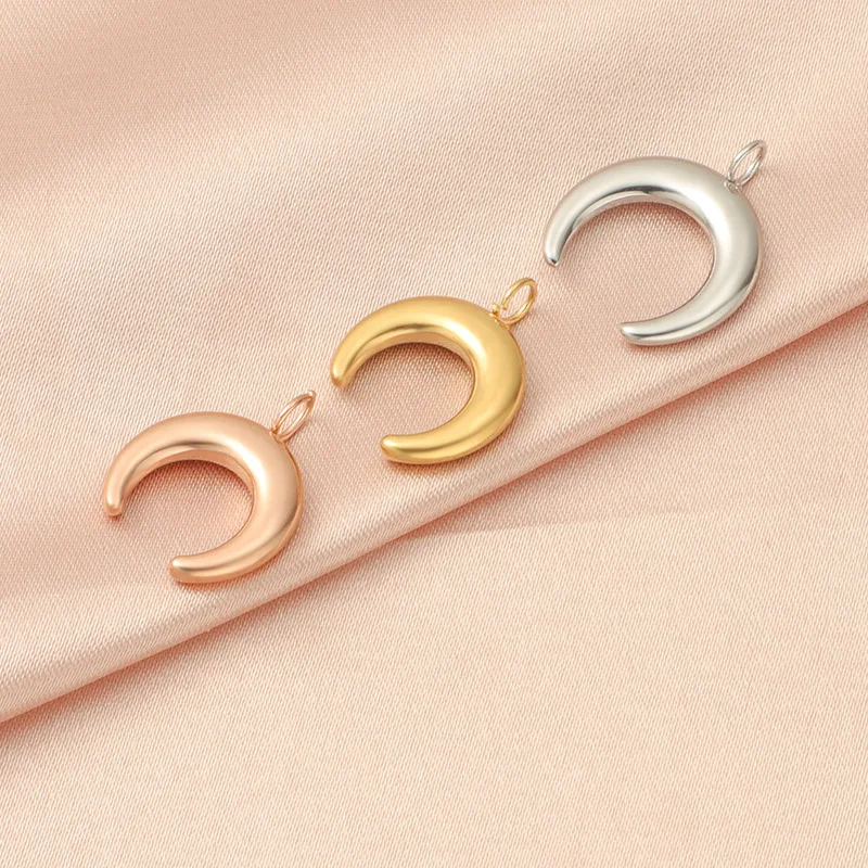 

20pcs Eid Ramadan Crescent Pendant Stainless Steel Lunar crescent Pendant Handmade Jewelry For DIY Muslim Necklace Charms