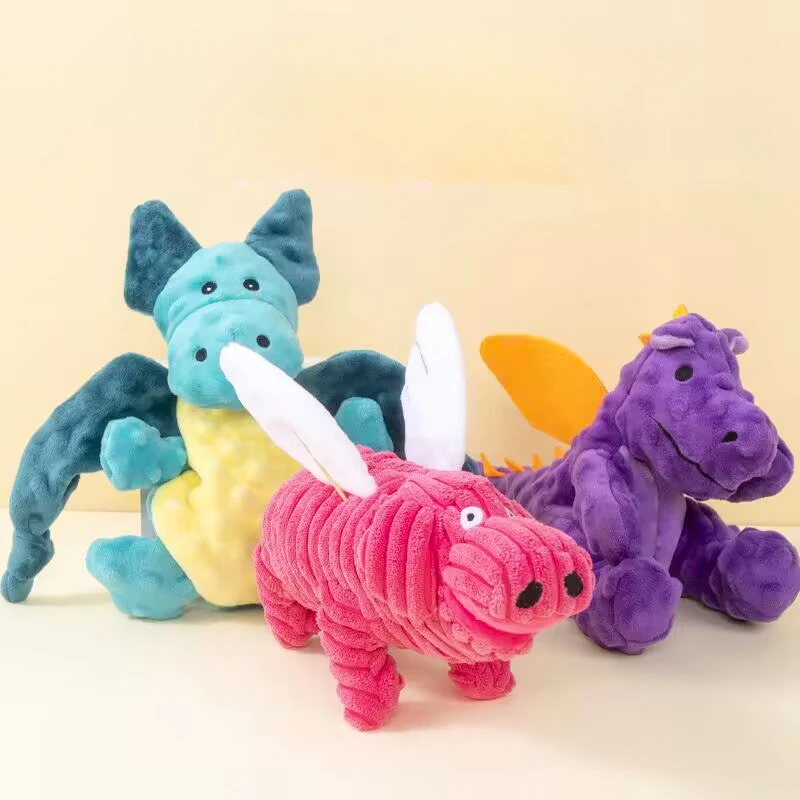 

Plush Dog Toys Corduroy for Small Medium Dogs Animal Dog Squeaky Toy Bite Resistant Chew Toy Molar Teeth Cleaning Puppy Toys