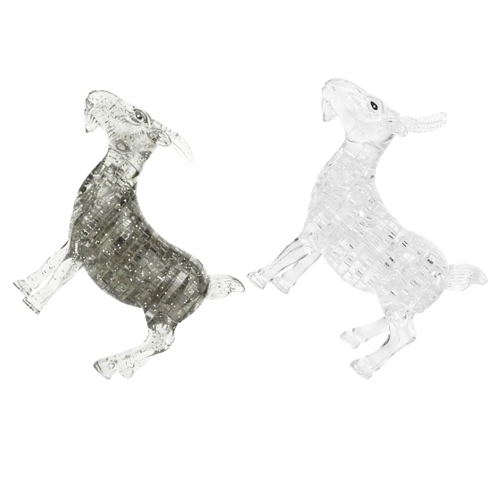 

2 Pcs Goat Ornaments Puzzles Model Decor Simulation Animal Little Crystal Statue Plastic for Child Sculpture Adorn