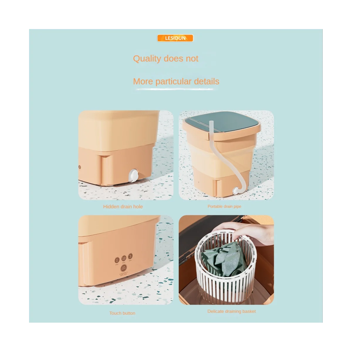 

Portable Washing Machine Mini Foldable Washer 10L for Washing Small Pieces Clothing for Apartments Dormitories US Plug