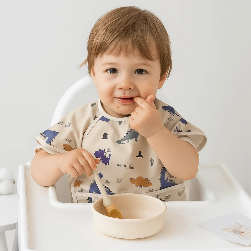 Rice Bag Waterproof Baby Bibs Soft Short Sleeve Feeding Apron Cartoon Print Sleeveless Bandana Bibs Feeding