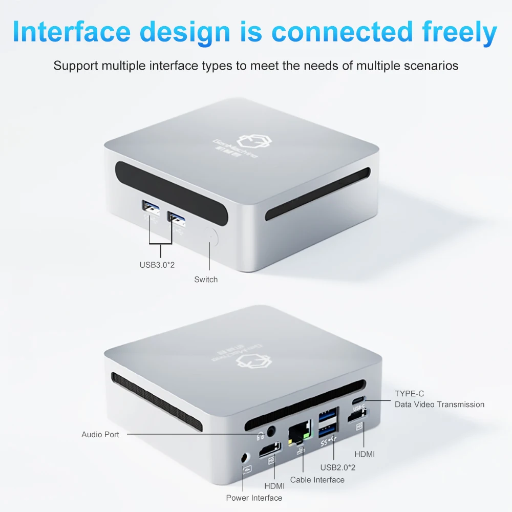 Mini PC GenMachine Mini PC AMD Ren5000 5300U Processor CPU Windows 10/11 2.7GHz Up to 3.7GHz DDR4 32GB Wifi6 HDMI pc gamer computer