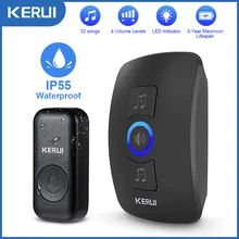 KERUI – sonnette d'extérieur sans fil M525, étanche, pour maison intelligente, Kit carillon, Flash LED, alarme de sécurité, maison de bienvenue