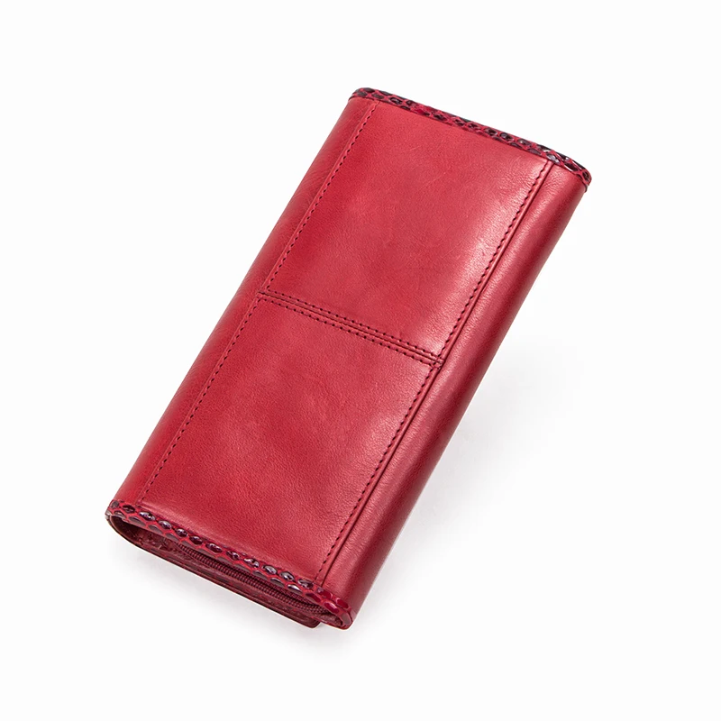 Contact'S Long Wallet Women Genuine Leather Large Capacity Ladies Card  Phone Wallets Red Coin Purses RFID Blocking Clutch