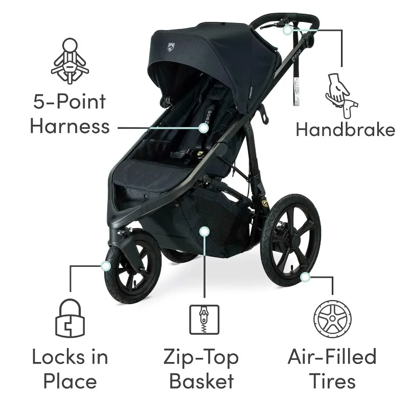Wayfinder Jogging Stroller with Independent Dual Suspension Air-Filled Tires and 75-Pound Weight Capacity Nightfall