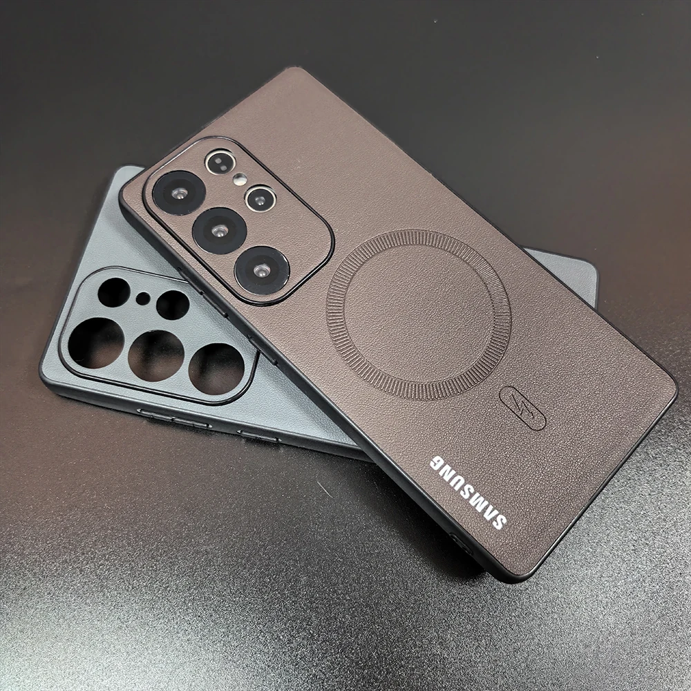 Litchi Pattern PU Leather Magnetic Phone Case with MagSafe Compatibility