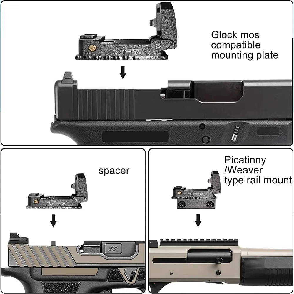Mini VISM Red Dot Sight Compact RR Flip Up Pistol Reflex Sight Compact MOS Rifle Scope for Glock Pistola 1913 Mounts and Slides red dot sight rifle scope