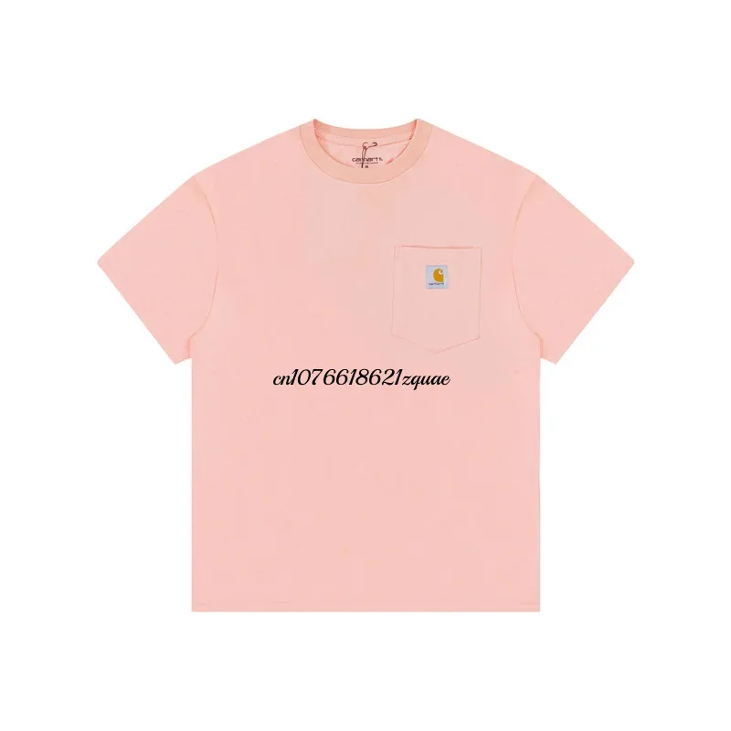 단색 Carhartt Wip 2023 브랜드 코튼 100%, 남성 여성 티셔츠, 순색 O넥 상의, 남성 티셔츠 의류