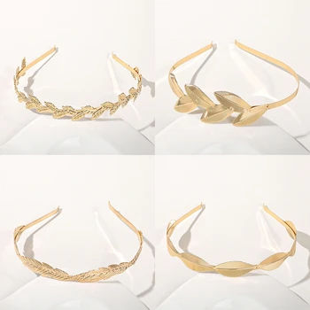 골드 컬러 잎 머리띠 헤드피스, 크라운 티아라 머리 장식, 여신 그리스 머리 쥬얼리, 신부 웨딩 헤어 액세서리, 신제품, 1PC