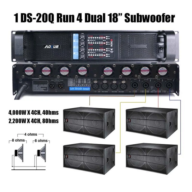 DS-20Q Audio Power Amplifier 4 Channel 4000 Watts Professional