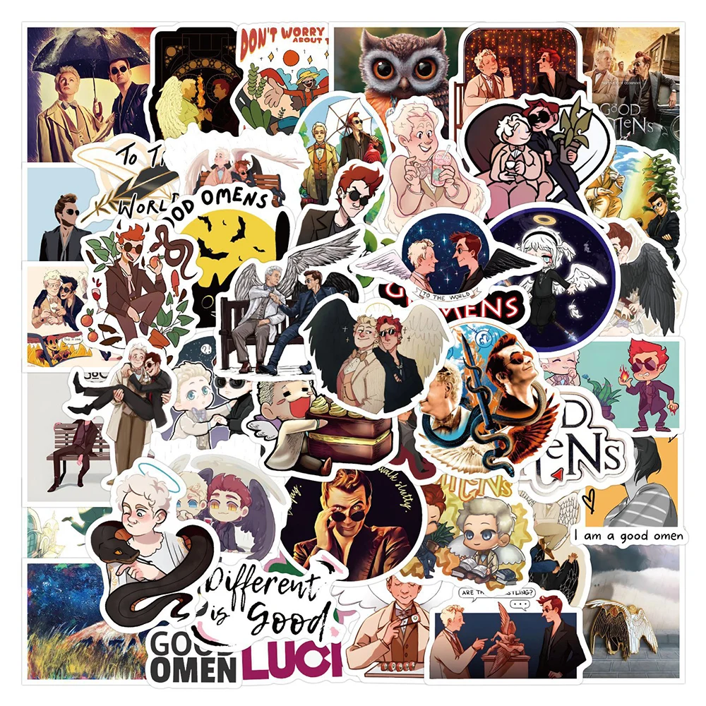 10/30/50Pcs Tv Show Good Omen Angels And Demon Stickers Cartoon Decalcomanie Decorativo Laptop Phone Adesivo Impermeabile Giocattoli Per Bambini