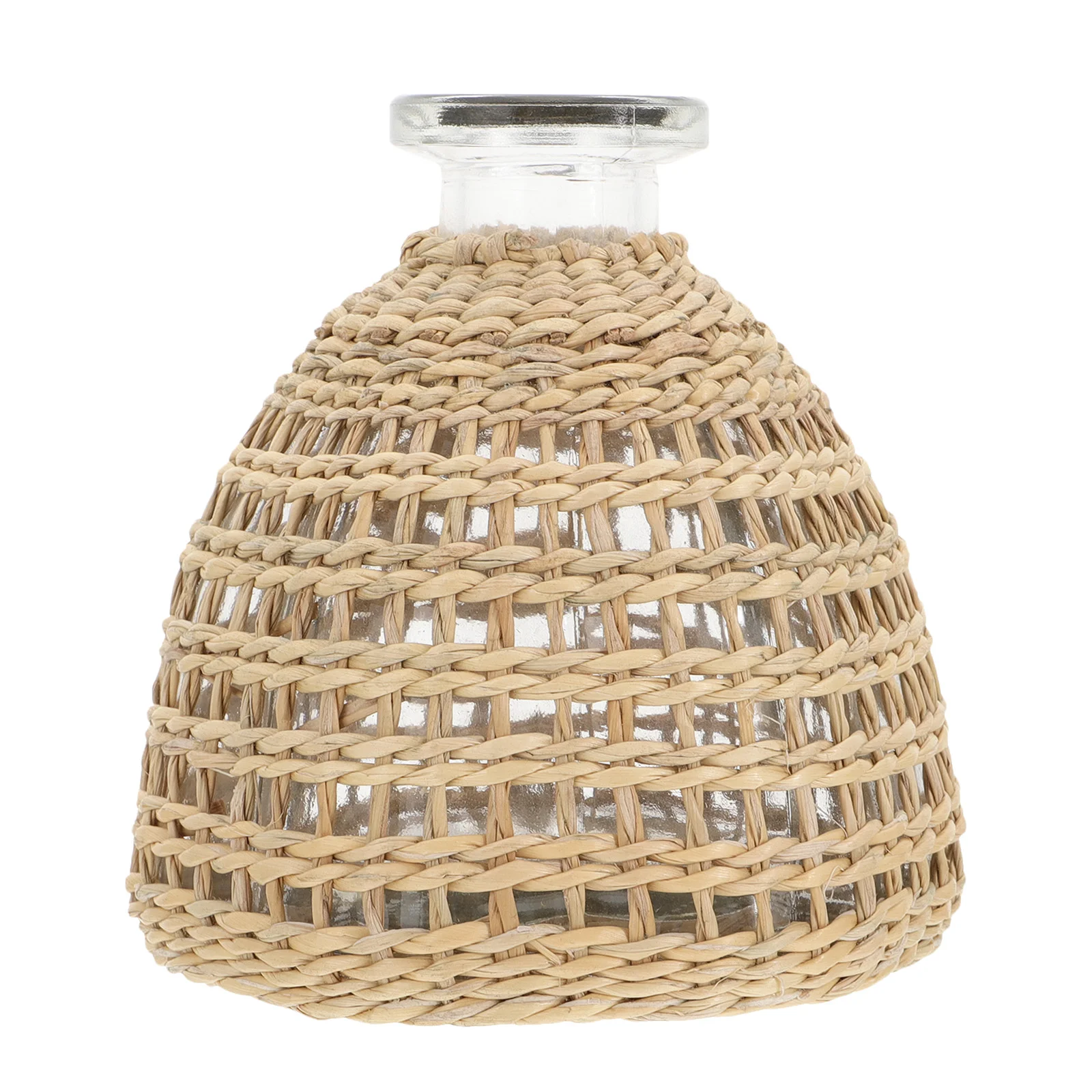

Boho Glass Flower Vase Rattan Cover Farmhouse Flower Vase Decorative Flower Vase Floral Container Flower Bottle Centerpiece