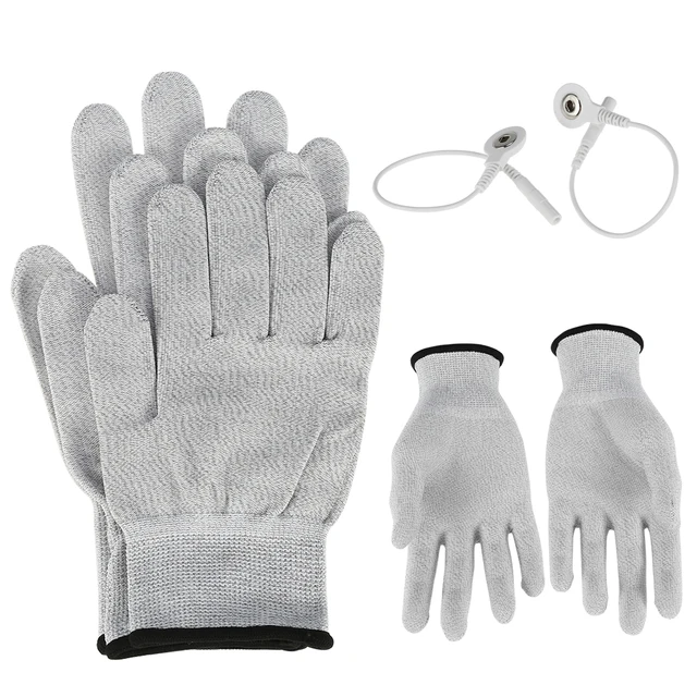 1pair Conductive Silver Fiber Electrode Gloves Pads Electrotherapy Massage herapy Gloves for Phycical 3 Size Massage Gloves 3