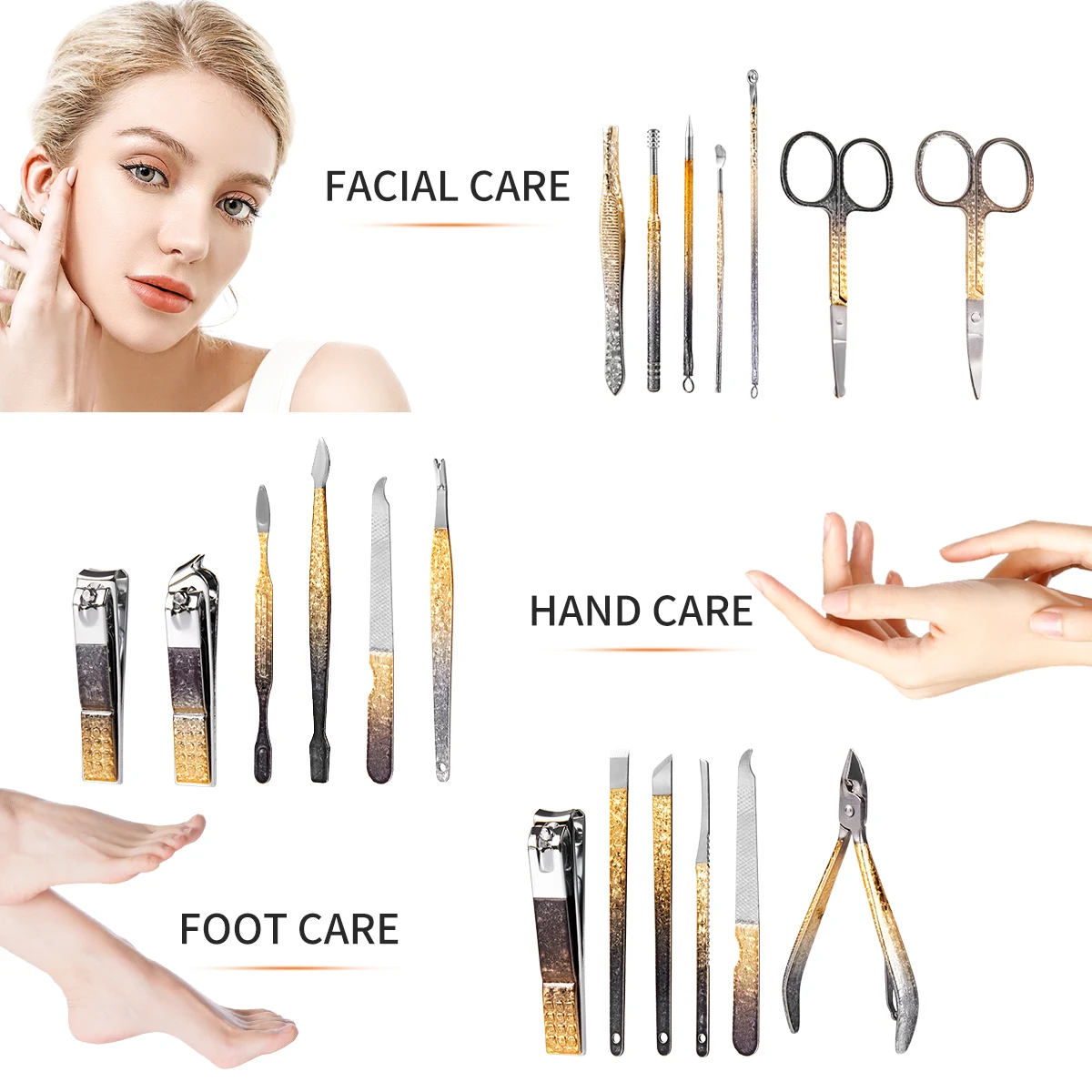 New Nail Cutter Set Stainless Steel Nail Clippers Set Gradient Black Gold Manicure Set Pedicure Scissors Makeup Beauty Tool 2