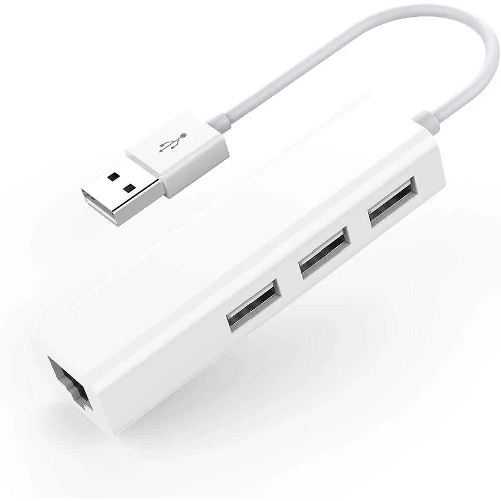 USB 이더넷 네트워크 카드 3 포트 고속 USB 2.0-RJ45 허브 10/100 이더넷 어댑터 Macbook Win 용 무료 드라이버 USB 허브 Lan