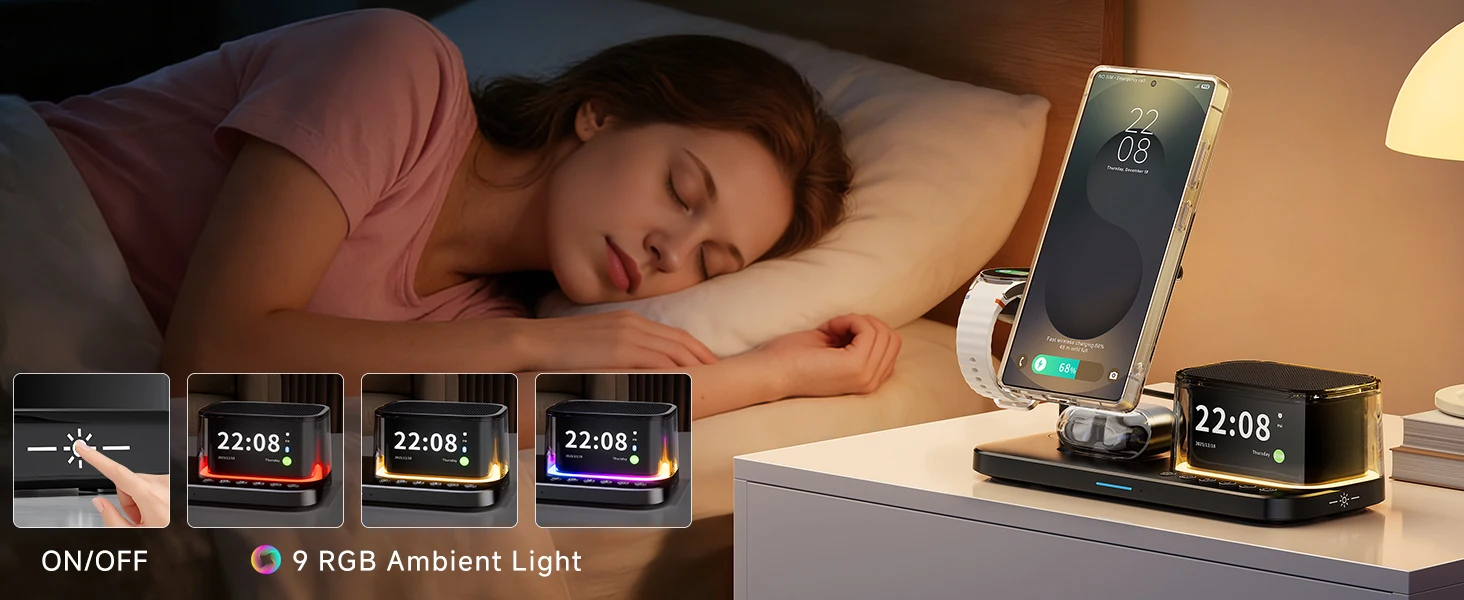 25W Magnetisches Kabelloses Ladegerät mit Bluetooth-Lautsprecher und Schnellladefunktion für iPhone Samsung S26 S25/Z Fold 7 Galaxy Watch Ultra 8 7 – Detail 4