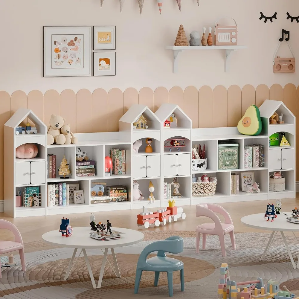 Castle Shape Children's Bookshelf, Kids Bookcase Display Case Kids Toy Storage Organizer Multifunctional Storage Cabinet 4