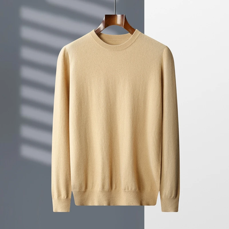 New Fashion Spring and Autumn Men Sweater 100% Cashmere O-Neck Long Sleeve Pullover Casual Plus Size Tops Warm Knit Shirt