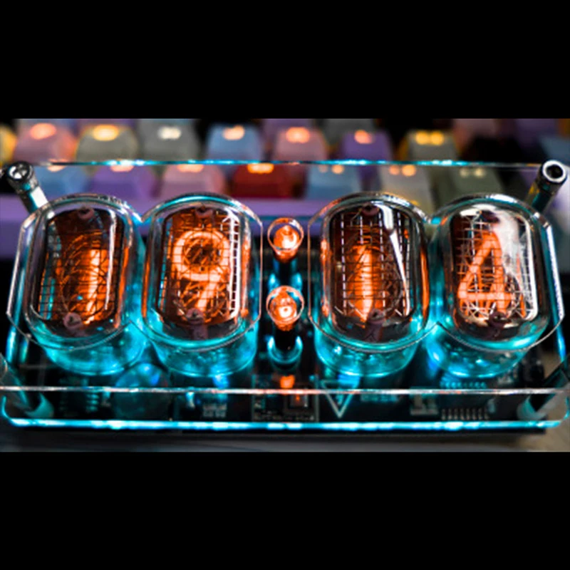 In12 Nixie Glow Tube Clock Punk Retro Table Clock Silent Digital Watch RGB Electronic Desktop Clocks Vintage 