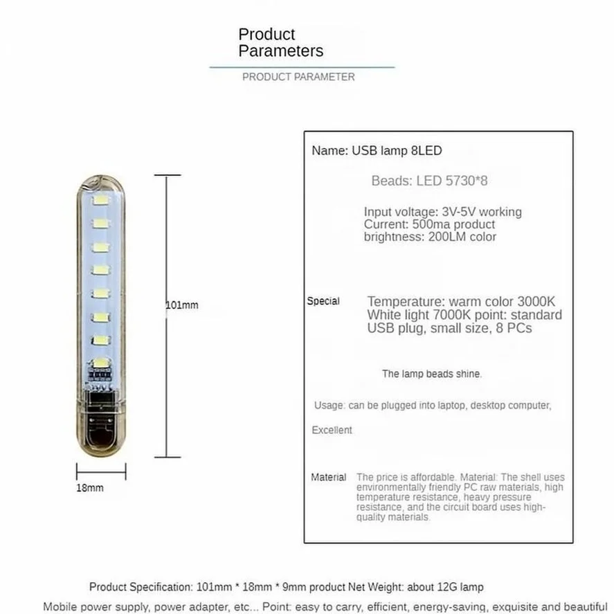 Mini USB LED Table Lamp Portable Reading Desk Light For Camping Power Bank Notebook 8Leds Book Night lights Flashlight led light,desk lamp,night light,led desk lamp,book light,mini night light,mini led light