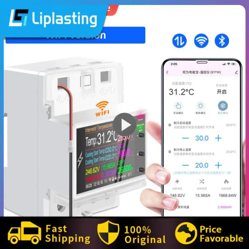 

Tuya WIFI Temperature Controller 265V/100A AT4PTW Din Rail Digital Thermostat Incubator Timer Remote Switch For Heating Cooling