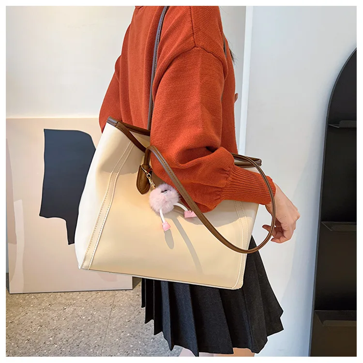 Vintage-Einkaufstasche, moderner Stil, geräumige Handtasche, Schulter- und Unterarmtasche, schick und vielseitig für den täglichen Weg zur Arbeit, Arbeit, Termine – Detail 15
