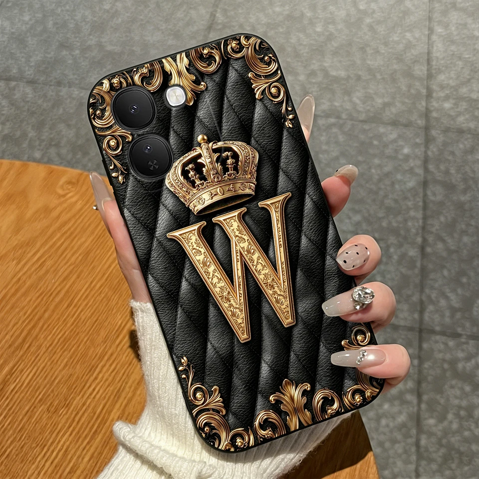 Luxury Crown Letters Pattern High-Quality Matte Silicone Shockproof Phone Case
