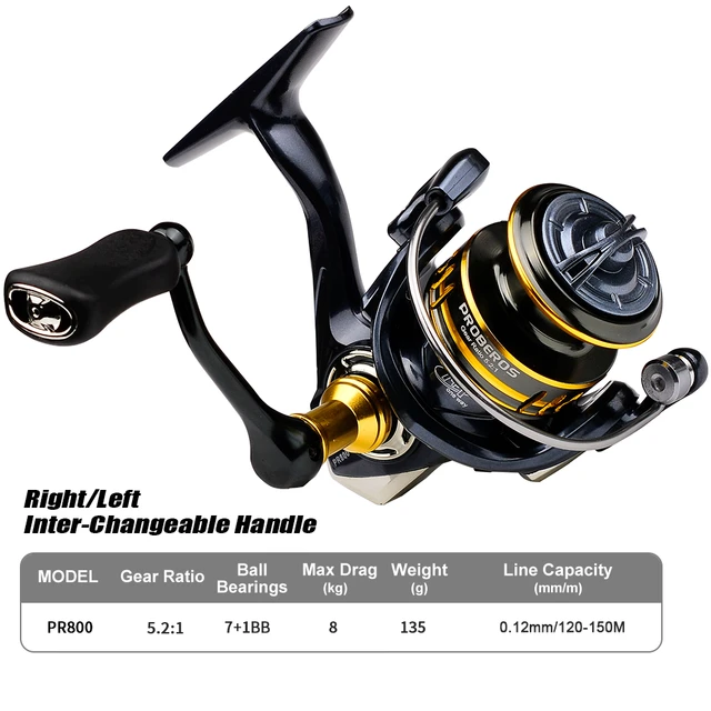 PROBEROS Light Weight Spinning Reel 7+1BB 5.2:1 Gear Ratio Wool Gasket Drag  System Fishing Reel Full Metal Spool Wheel Pesca - AliExpress