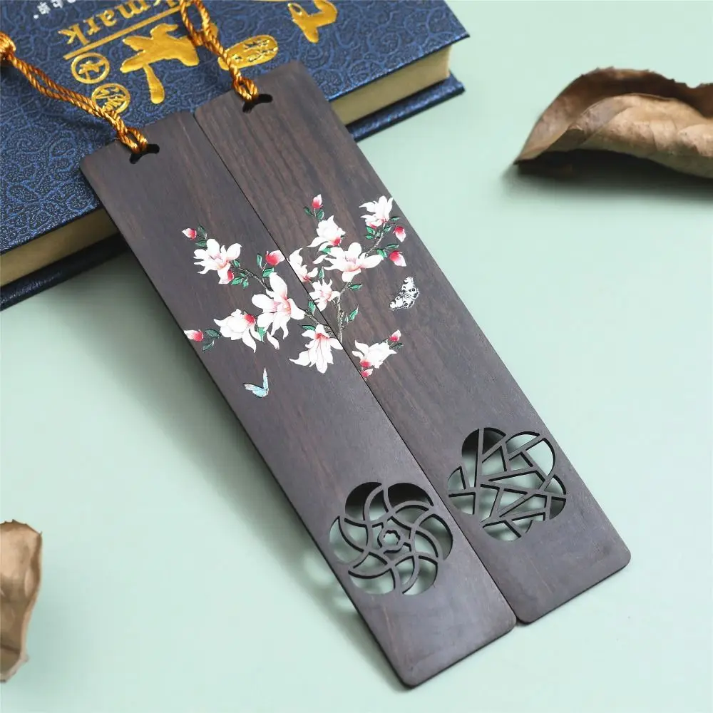 Chinese Style Wooden Color Painted Bookmark Pagination Mark Retro Carving Ebony Book Clip Students Learning Stationery Supplies wooden bookmark,bookmark page holder,bookmark holder