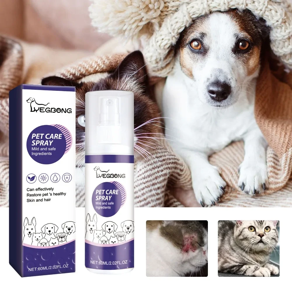 Yegbong Pet Antibacterial Spray Pet cat and dog Skin Wound Care Skin Moss Itchy Repair spray