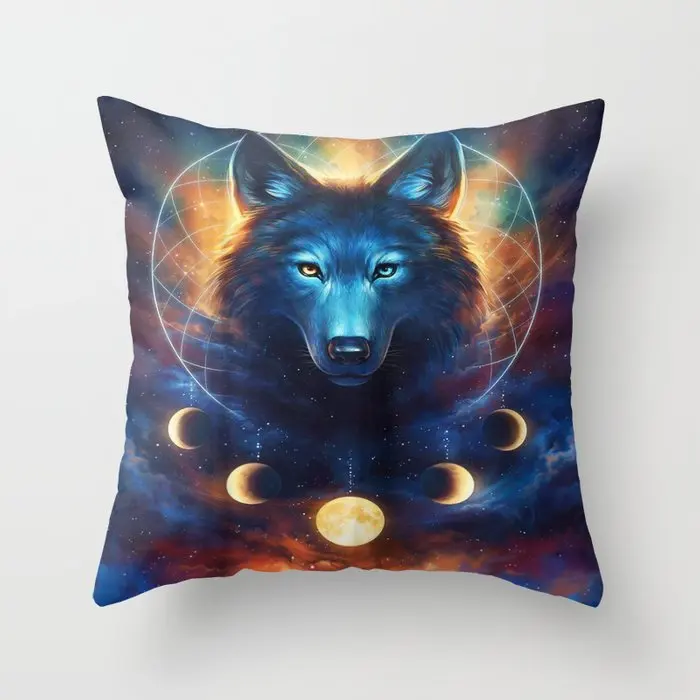 

Mysteries of the Wolf Pillowcase Decorative Cushion For Sofa Printed Pillow Chair Car Cushion Cover Home Decoration