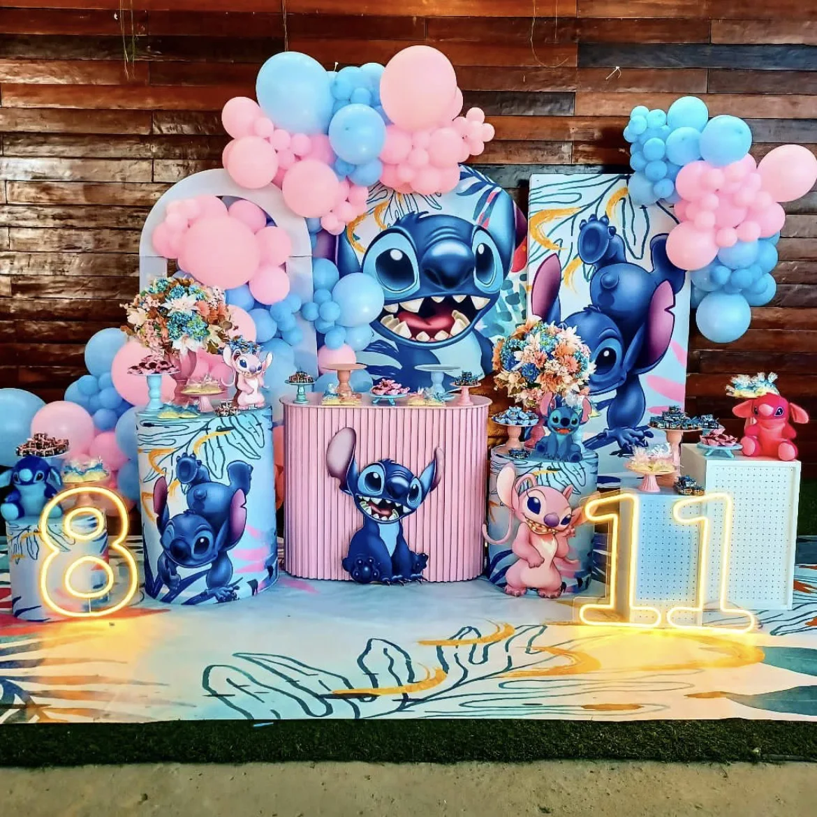 Disney-arco de globos con temática de Lilo & Stitch para fiesta de  cumpleaños, piezas, decoración de fotos, azul y rosa, 122 - AliExpress
