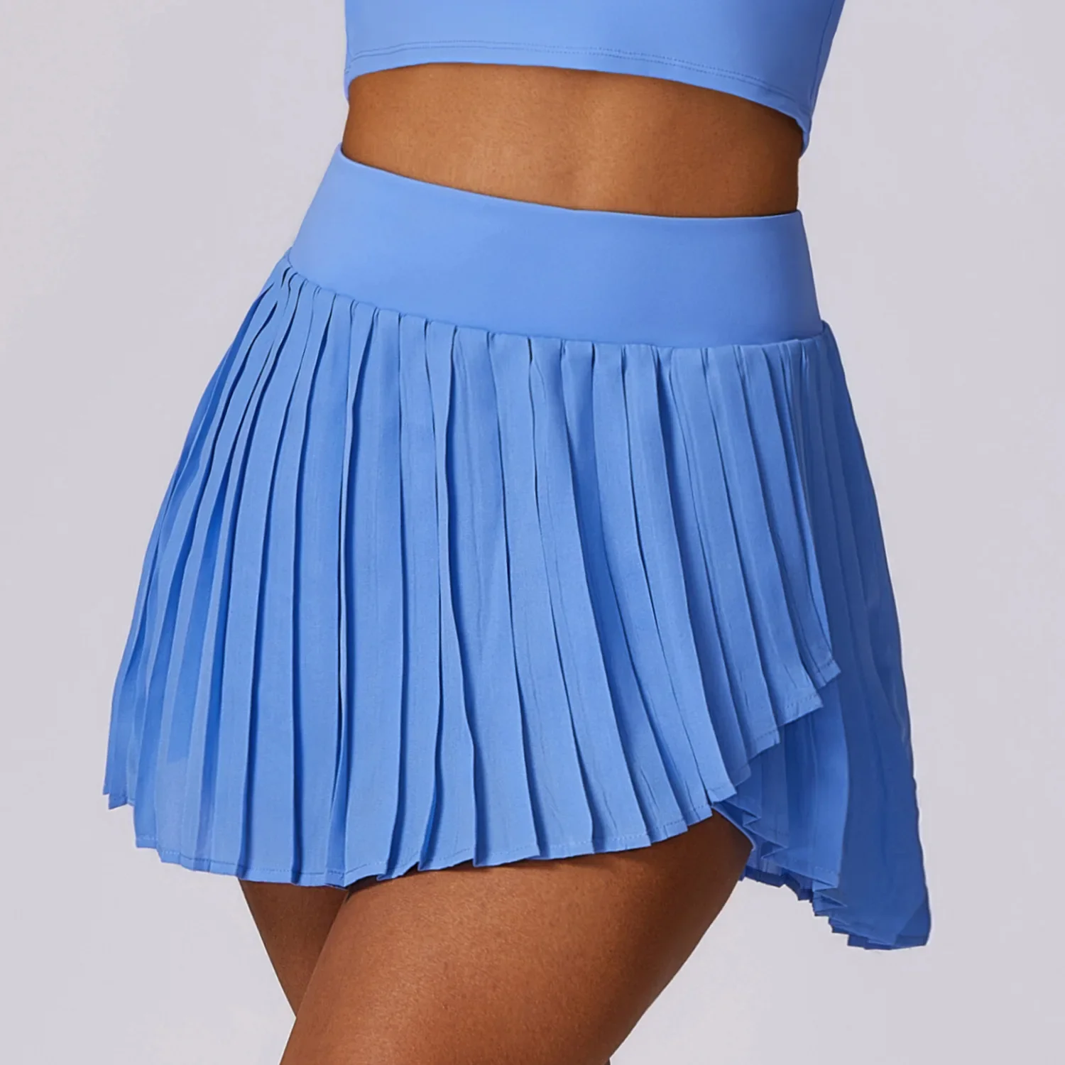 Outdoor 2 in 1 Women Sports Anti Exposure Pleated Golf Tennis Skirts Badminton High Waist Athletic Running Shorts With Pocket