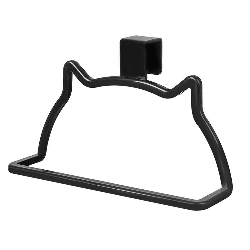 Cute little cat towel rack without punching holes single pole door back hook bathroom storage rack kitchenware towel rack 4