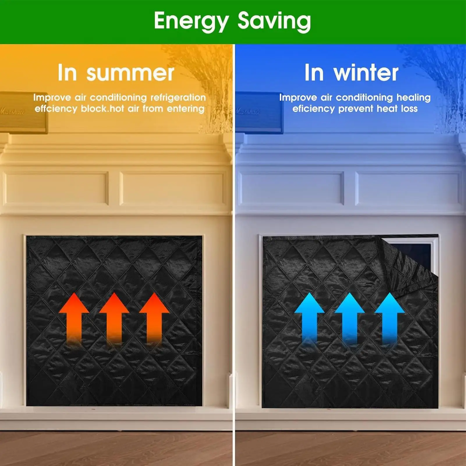 Fire Place Cover For The Living Room Magnetic Heat Loss Prevention Blanket Heat Loss Blocking Blanket For Christmas Winter