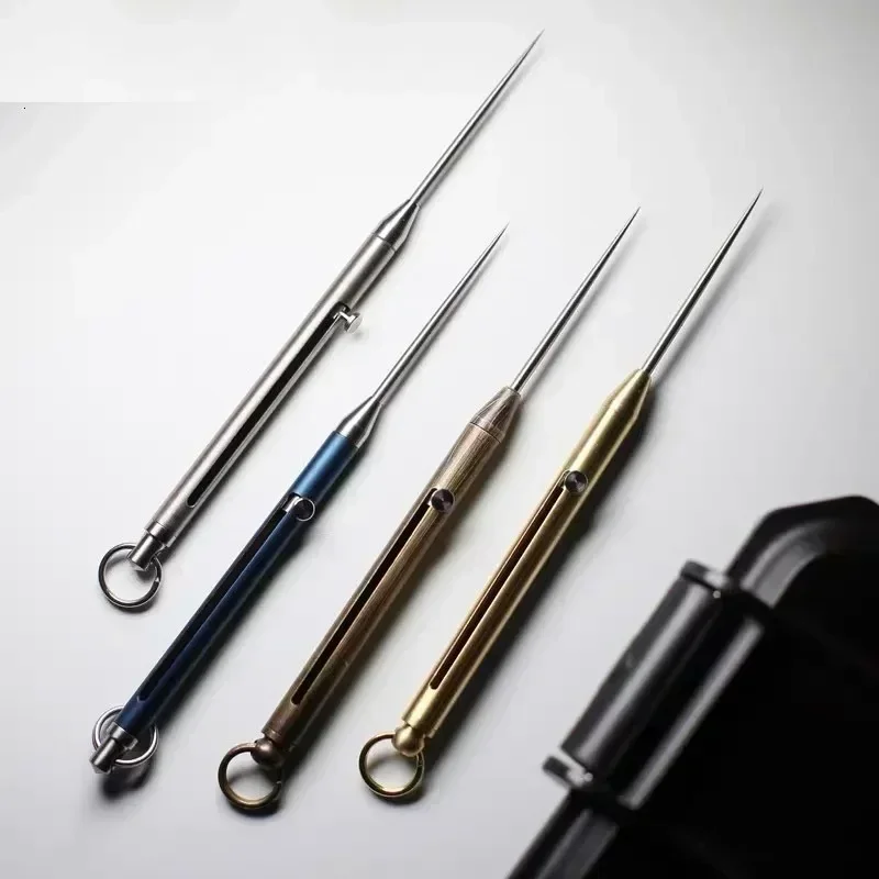 Retractable toothpick 1PC Titanium Alloy EDC Telescopic Keychain Pendant Gift Fruit Fork Camping Holder Unpacking Tool