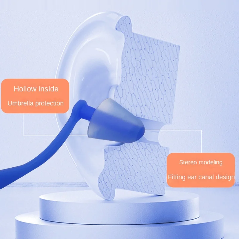 

Outdoor swimming earplugs bath waterproof adult men and women children diving silicone belt lanyard swimming equipment