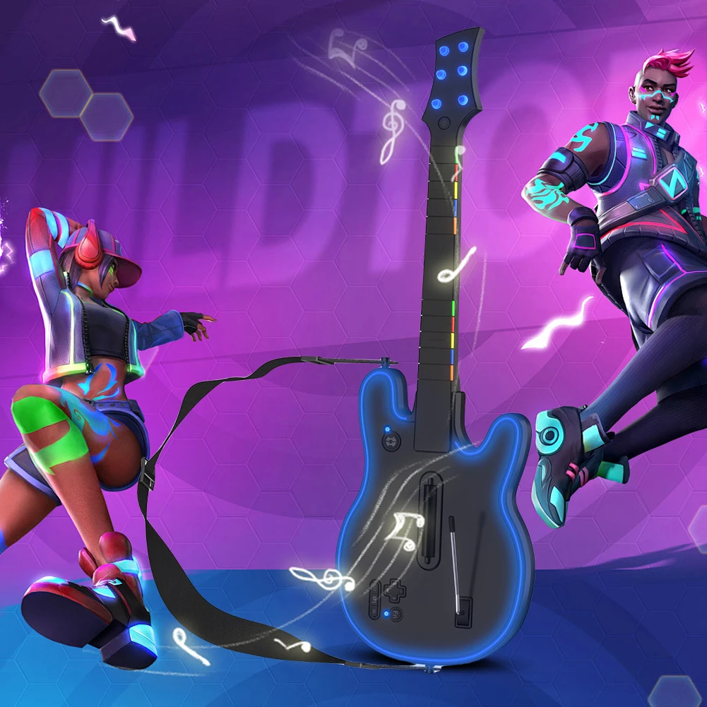 Wireless Guitar Controller 2.4G Wireless Gaming Controller Wireless PC Guitar Controller for PS4 PS3 PC Guitar Hero Clone Hero