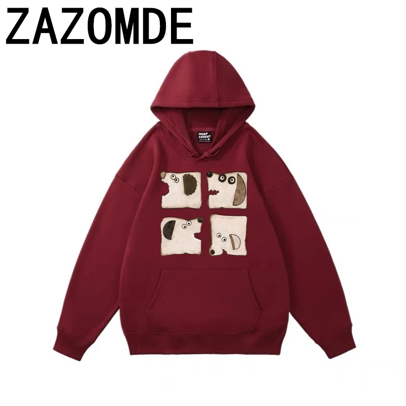 

ZAZOMDE New Cartoon Dog Print Hoodie Streetwear Hip Hop Sweatshirts Harajuku Autumn Fashion Casual Long Sleeve Tops Hoody Women