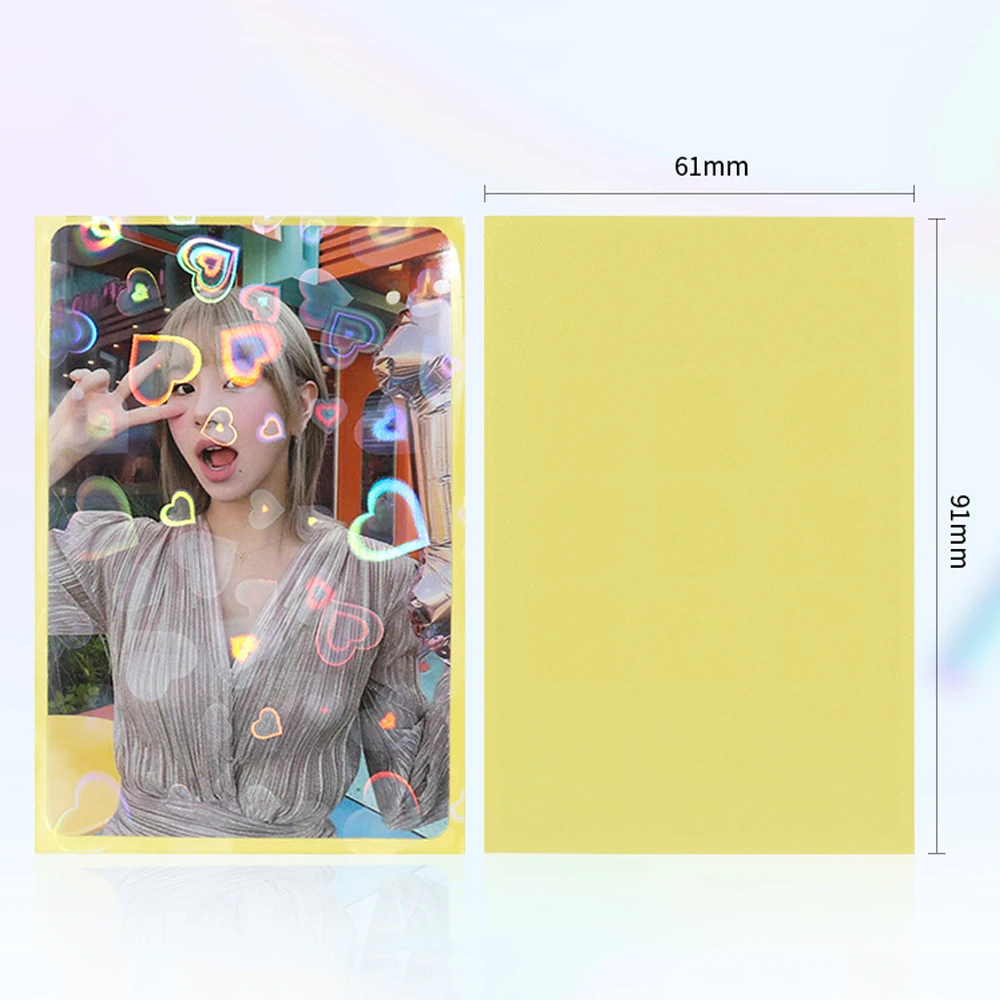 50Pcs Laser Love Heart Toploader 61*91mm Korean Card Sleeves Photocard Protector Idol Photo Cards Foil Protective Film Cover card protector idol card protector